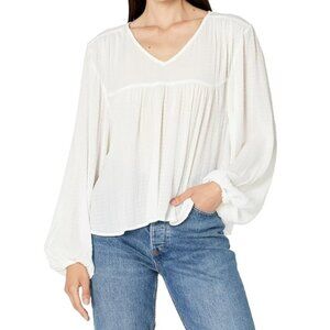 Sanctuary Top Size Xsmall XS White V-Neck Wide Long Sleeve‎ Blouse